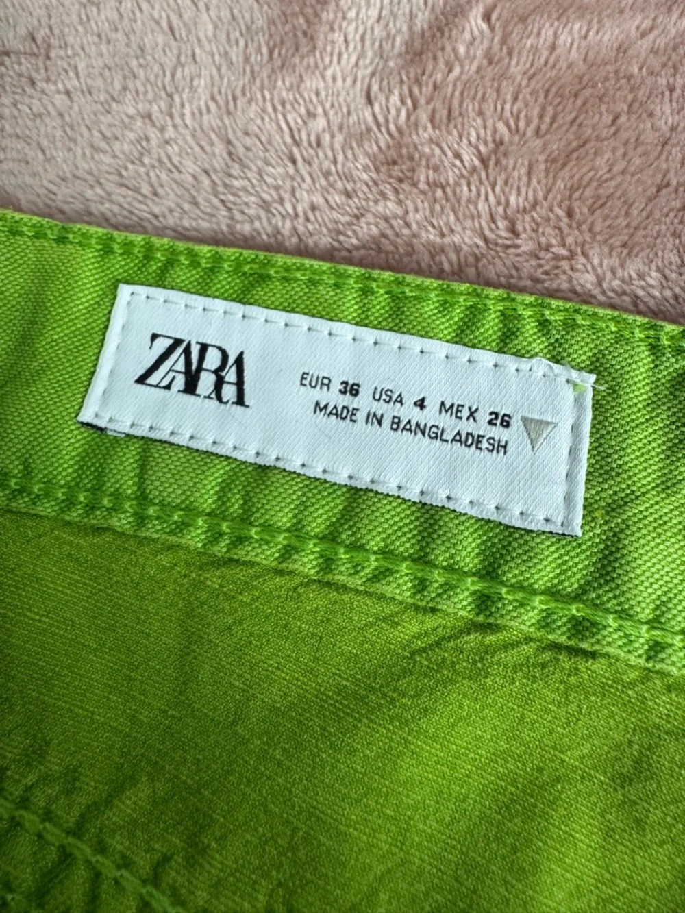 NWT Zara Wide Leg Cotton/Linen Blend Lightweight Pants, Bright Green, Size 4